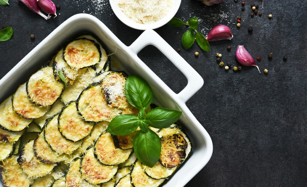 recette gratin de courgettes au parmesan et à l'huile d'olive